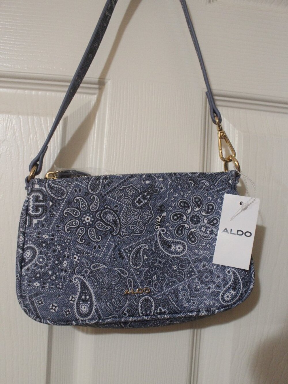 ALDO Blue Denim Paisley Bandana Print Shoulder Bag with Tags